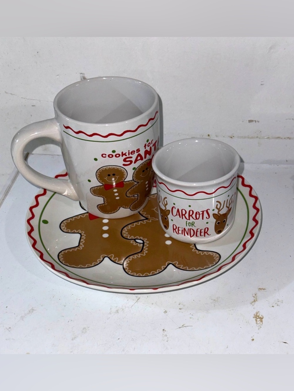 Chefelect Gingerbread Cookies for Santa Plate and Mug Set with Reindeer Cup